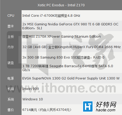 i7-6700K竟超頻至4.8GHz！Xotic“土豪Win10”新機