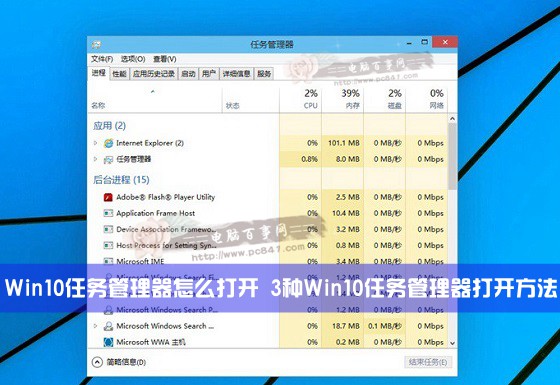 Win10任務管理器怎麼打開 3種Win10任務管理器打開方法