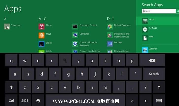 windows 8支持觸摸操作控制 觸摸鍵盤：較大的按鍵更加方便用戶輸入