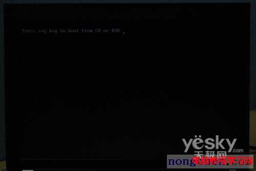 圖為:“Press any key boot from CD or DVD”
