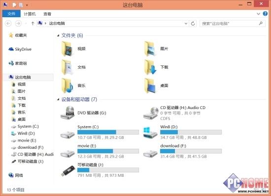 將U盤與Win8.1設備和驅動器分開顯示