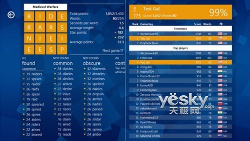 Win8應用Wordament 玩轉英語詞匯大比拼