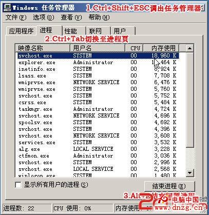 打開任務管理器快捷鍵說明