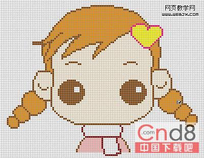 Windows畫圖程序繪制像素小女孩頭像(2)