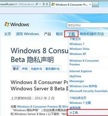 Win8如何聯機獲取小工具