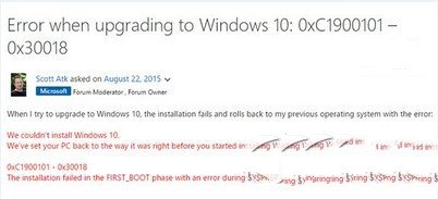 win10升級失敗提示0xc1900101-0x30018錯誤怎麼辦