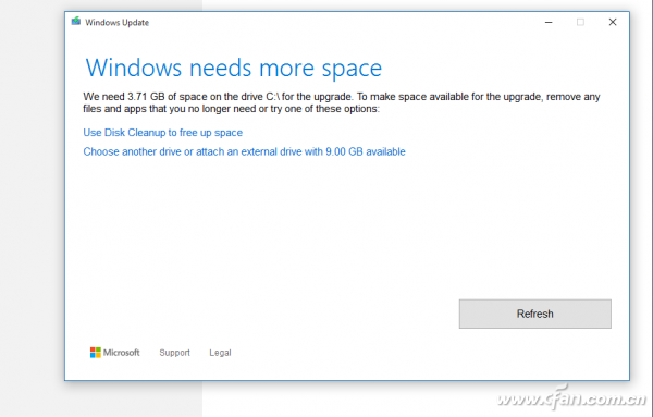 C盤低容量無法升級Windows 10?
