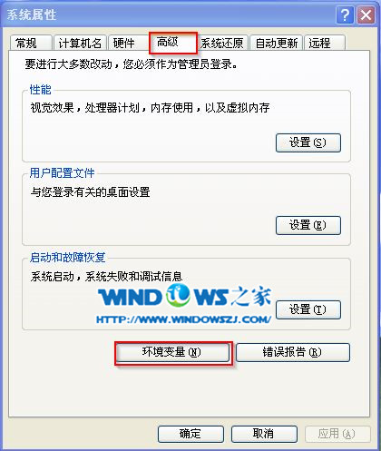 windows xp系統屬性環境變量截圖