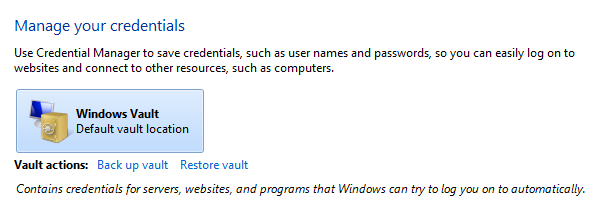 Windows 7中的保險櫃和證書管理器