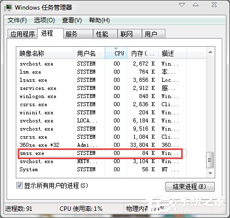 Win7系統中smss.exe是什麼進程？