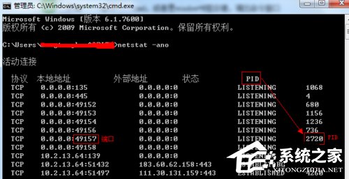 Win7查看某個端口被占用的解決方法