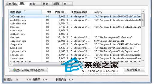  如何使用Win7任務管理器判斷進程是否可以關閉