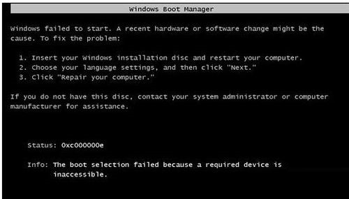  Win7無法開機提示錯誤0xc000000e的修復方法
