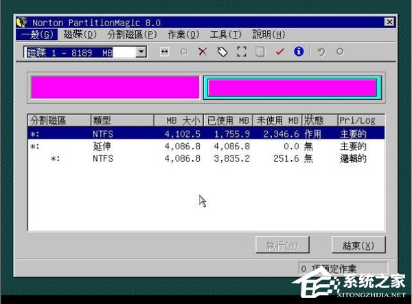 WinXP用深度技術PQ8.05對硬盤進行分區的方法