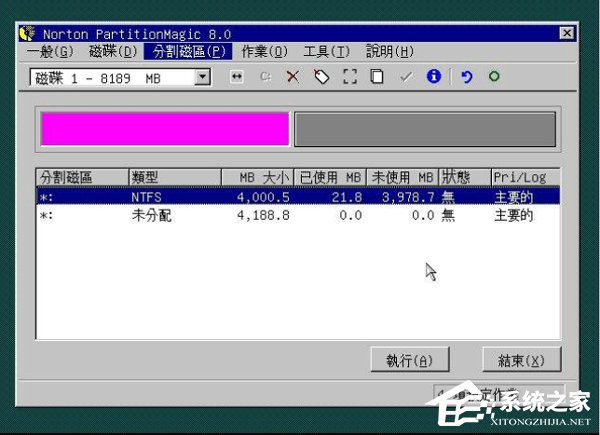 WinXP用深度技術PQ8.05對硬盤進行分區的方法