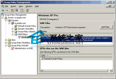 圖B：WMI過濾器指示windows xp Pro