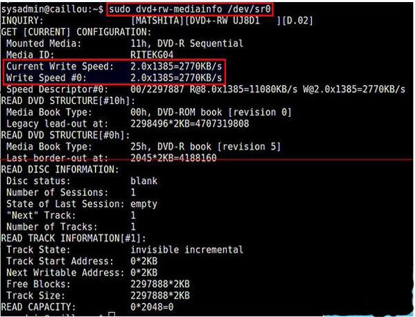  Linux下如何檢測DVD刻錄機的設備名及寫入速度