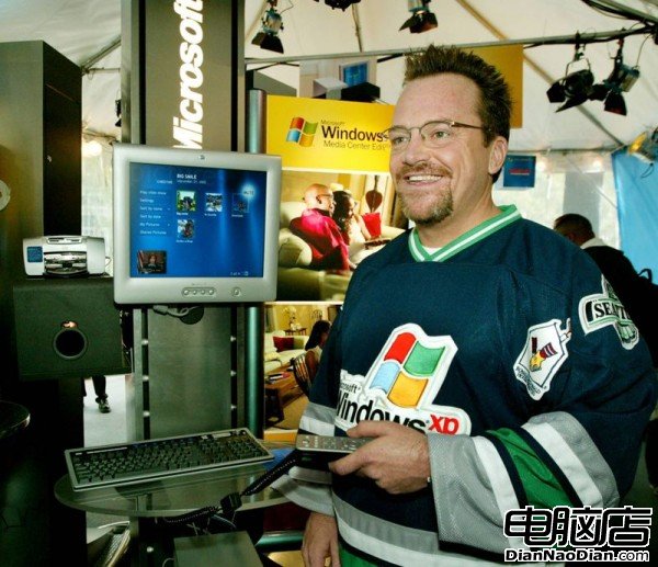 Microsoft chose actor Tom Arnold as its spokesman for Windows XP Media Center Edition, which officially launched Oct. 29, 2002. [Microsoft]