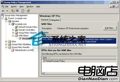 圖B：WMI過濾器指示windows xp Pro