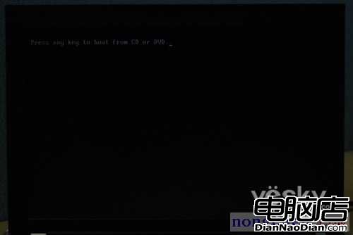 圖為:“Press any key boot from CD or DVD”