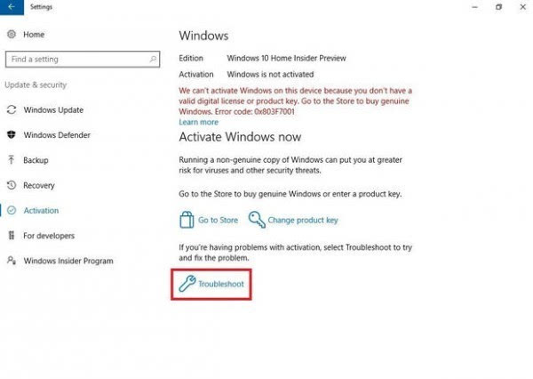Windows 10預覽版本14371新增“激活疑難解答”功能的照片