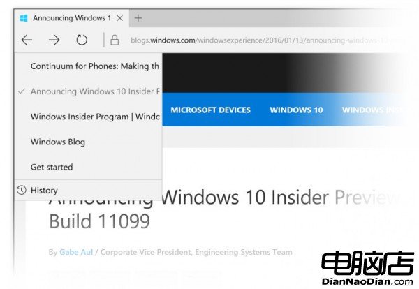 Win10 B11102發布 新增Edge歷史菜單