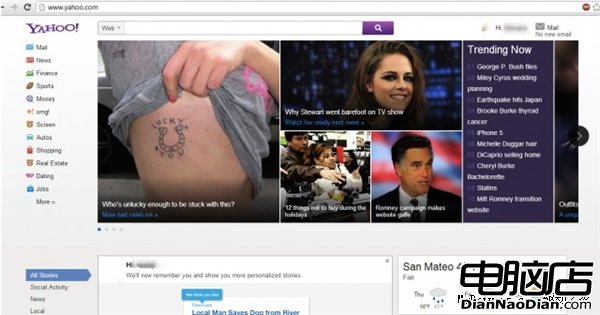 新版雅虎首頁曝光 運用大量Windows 8視覺元素