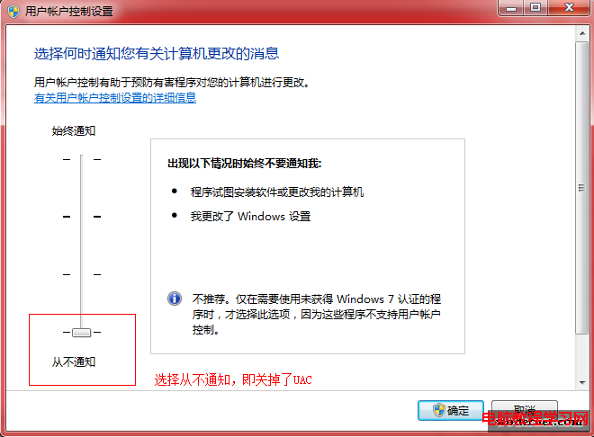 win7 用戶帳戶控制設置