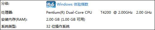 為什麼系統可以識別2GB內存卻只有1GB可用?