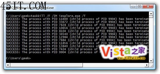 巧用命令 一次關閉Vista多個IE8進程