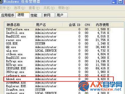 詳解Win7系統任務管理器hkcmd.exe進程相關信息