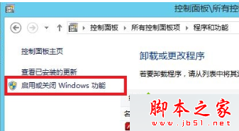 點擊“啟用或關閉Windows功能”