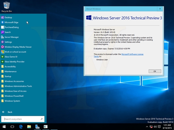 海量截圖＋下載：Windows Server 2016第三技術預覽版洩露