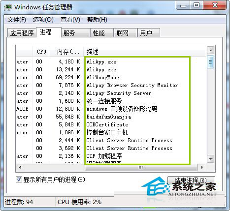 Win7判斷進程中哪些是系統進程的方法