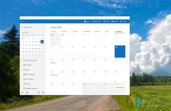 Win10新版郵件和日歷應用圖賞：漂亮使用