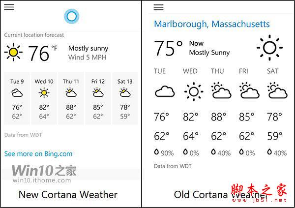 Win10小娜Cortana換上了新版彩色天氣圖標
