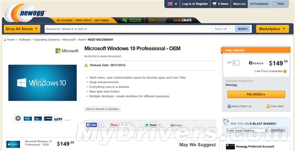 Windows 10售價/發布日期提前亮相！