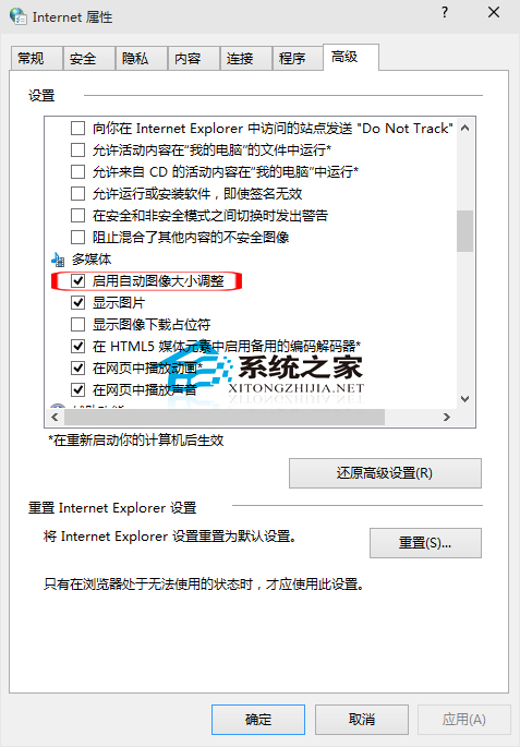 Win10讓IE自動調整圖像大小的方法