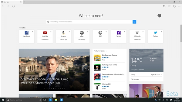 Windows 10最新版浏覽器截圖曝光！真性感多了！