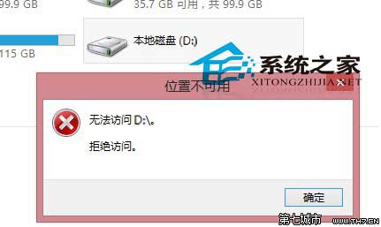 Win8磁盤修復後拒絕訪問提示權限不足徹底無法打開 