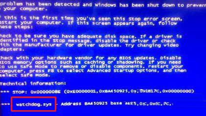 Win7看視頻時突然出現watchdog.sys藍屏該如何解決?