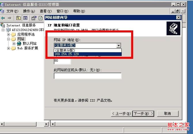 windows2003 IIS建站時無法指定IP