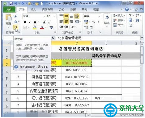 Excel2010格式刷的使用方法