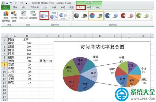 Excel如何設計復合餅圖